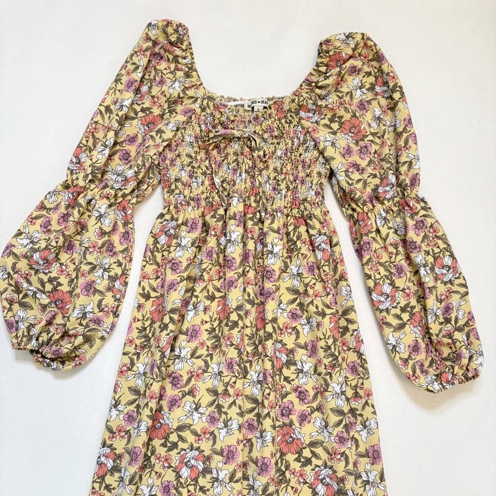 Inspired Hearts Boho feminine Long Sleeve Maxi Dress L - Picture 2 of 14